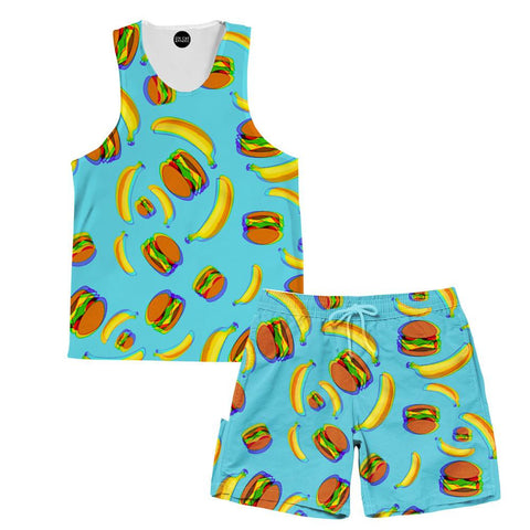 Bananas and Burgers Tank and Shorts Outfit