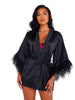 Soft Satin Robe with Ostrich Feathered Trim
