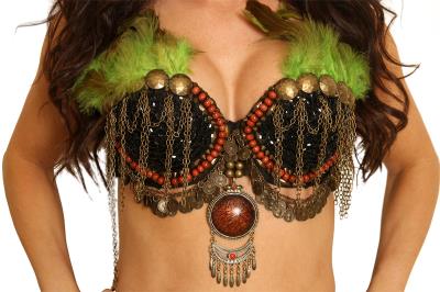 Tribal Bra with Charms and Pendant