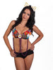 Rainbow Bra Top with Flower Decoration and Swags