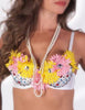 Pearl Bra Top with Big Flowers
