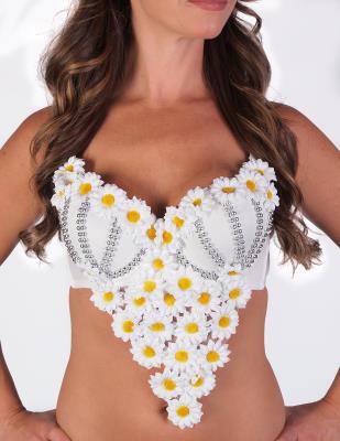 Pearl Bra Top with Small Flowers