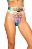 Multi Colored Snake Skin High Rise High-Waisted Shorts with Belt Detail