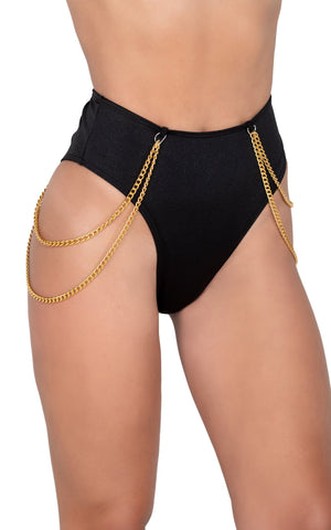High Waisted Shorts with Chain Detail