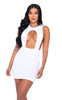 White Cutout High Neck Mini Dress