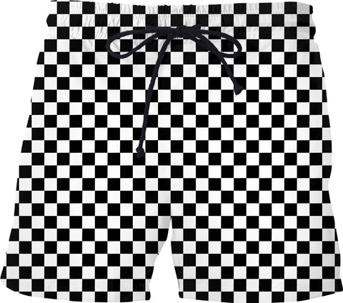 Black & White Checkered Swim Shorts