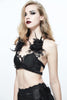 Black Gothic Floral Feather Harness Bra