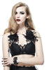 Black Gothic Floral Feather Harness Bra