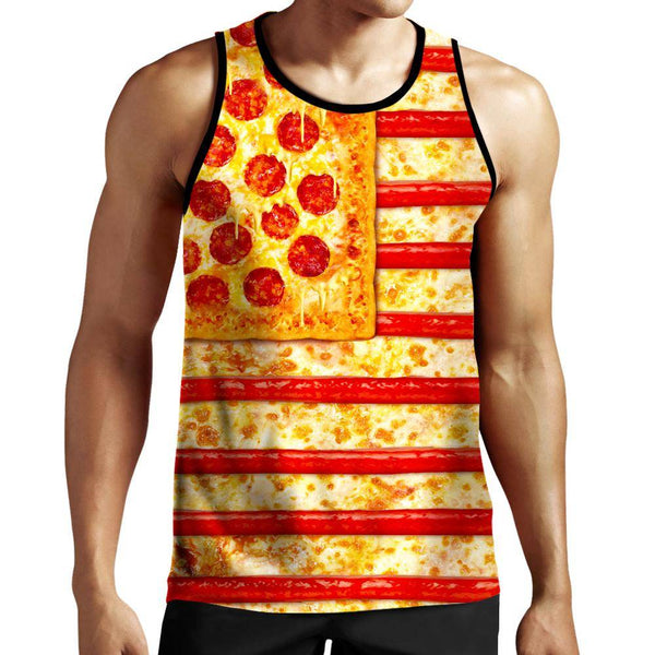 United States Flag Pizza Tank Top
