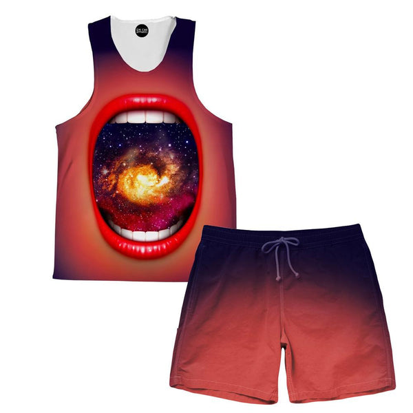Galactic Mouth Tank and Shorts Rave Outfit