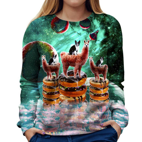 Llama Frenchie Donuts Girls' Sweatshirt
