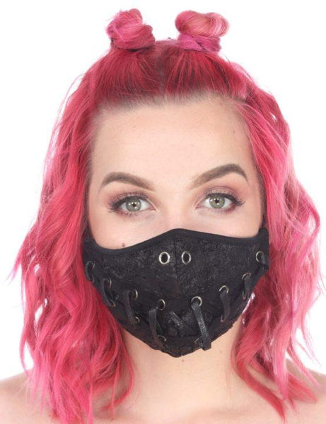 Punk Criss Cross Rivet Mask With Laces