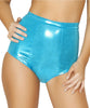 Turquoise Banded High-Waist Shorts