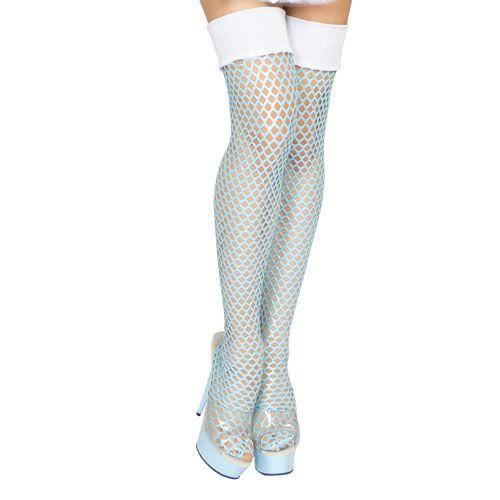 White Fishnet Thigh High Stockings