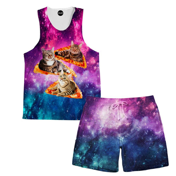 Space, Cats, and Pizza Tank and Shorts Outfit