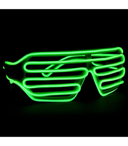 White with LIme Light Up Shutter Shades *Sound Activated*