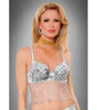 Silver Beaded Bra With Fringes